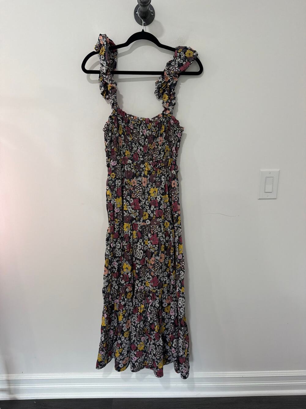 Sea New York Ditsy Floral Dress Smocked Ruffle Tank Midi Size M